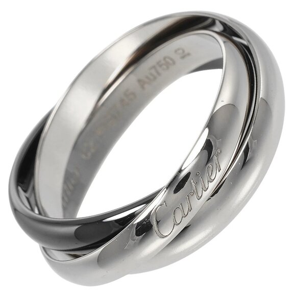 CARTIER Trinity Ring 0.1" band K18 white gold/ceramic #10.3(US Size) 7.8g mens - Picture 1 of 11